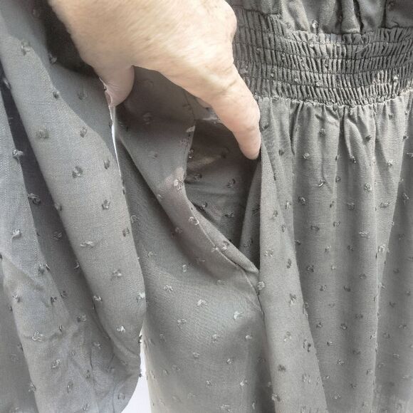 Bloomchic Lace-Trimmed Dress Short Army Green Wrap neck - Picture 5 of 10